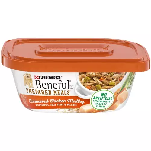 Purina Beneful High Protein Wet Dog Food With Gravy, Prepared Meals Simmered Chicken Medley – (8) 10 oz. Tubs