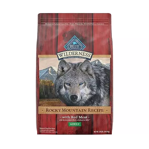 Blue Buffalo Wilderness Rocky Mountain Recipe High Protein Natural Adult Dry Dog Food, Red Meat with Grain 24 lb bag