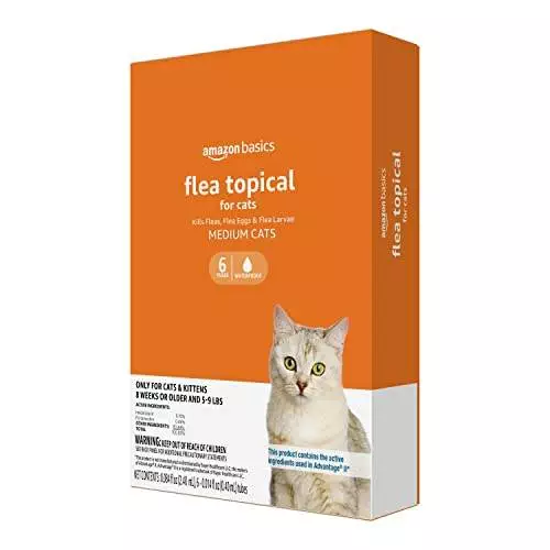 Amazon Basics Flea Topical for Medium Cats (5-9 pounds), 6 Count