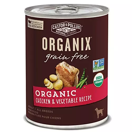 Castor & Pollux Organix Grain Free Organic Chicken & Vegetable Recipe Adult Canned Dog Food,12.7 Oz cans (Pack of 12)