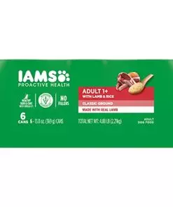 IAMS PROACTIVE HEALTH Adult Wet Dog Food Classic Ground with Lamb and Whole Grain Rice, 6-Pack of 13 oz. Cans