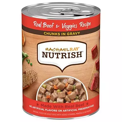 Rachael Ray Nutrish Chunks in Gravy Wet Dog Food, Real Beef & Veggies Recipe, 13 Ounce (Pack of 12)