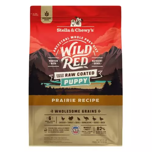 Stella & Chewy’s Wild Red Dry Dog Food Raw Coated High Protein Wholesome Grains Puppy Prairie Recipe, 21 lb. Bag