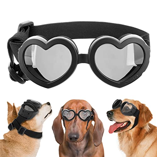 Cobee Puppy Sunglasses, Cute Dog Goggles Adjustable Strap Pet Glasses Small Dog Sunglasses Pet Dog Heart Shaped Anti-Fog Sunglasses Waterproof Windproof UV Protective Glasses for Dogs and Cats