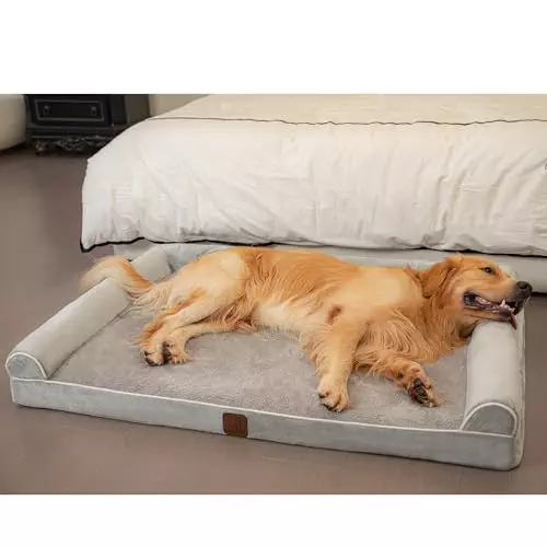 Orthopedic Dog Bed for Large Dogs – Waterproof Dog Sofa Beds with Egg Foam Support Removable Washable Cover & Nonskid Bottom Dog Couch Bed for Medium/Large Dogs