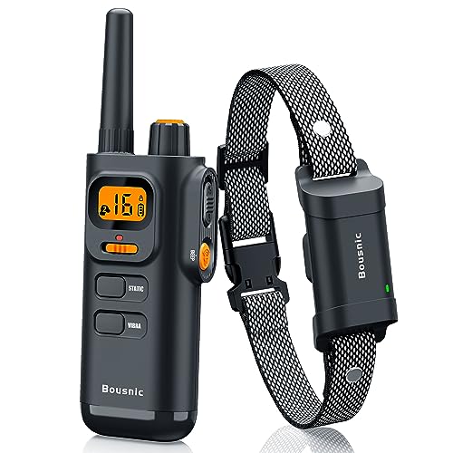 Bousnic Dog Shock Collar with Remote – [New Edition] 4000FT Dog Training Collar for Large Medium Small Dogs (8-120lbs) Waterproof Rechargeable E Collar with Beep, Vibration, Safe Shock (Grey)