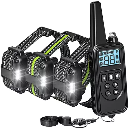 F-color Dog Training Collar 2600FT Dog Shock Collar for Large Medium Small Dogs Breed with 4 Modes Light Beep Vibration Shock Waterproof Rechargeable Shock Collar for 3 Dogs