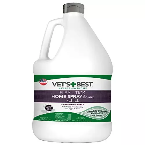 Vet’s Best Flea and Tick Home Spray for Cats | Flea Treatment for Cats and Home | Plant-Based Formula | 96 Ounces Refill