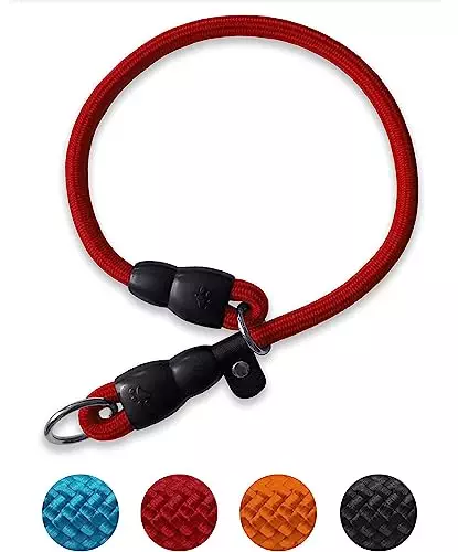 Slip Collar Nylon Dog Training Choke Collar Rope Collar for Dog – No Pull Round Martingale Dog Collar for Small Medium Large Dogs