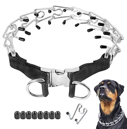 Mayerzon Dog Prong Training Collar, Stainless Steel Choke Pinch Dog Collar with Comfort Tips (Collar) (X-Large,4mm,23.6-lnch,18-22″ Neck, Black)