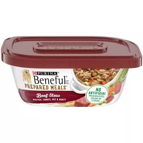 Purina Beneful High Protein, Gravy Wet Dog Food, Prepared Meals Beef Stew – 10 oz. Tub