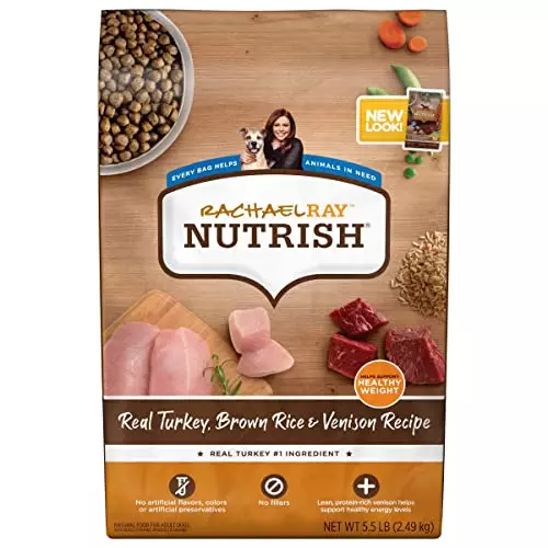 Rachael Ray Nutrish Dry Dog Food, Turkey, Brown Rice & Venison Recipe for Weight Management, 5.5 Pound Bag