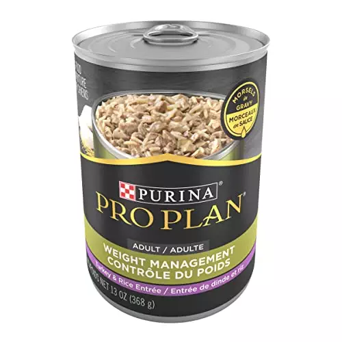 Purina Pro Plan Weight Control Dog Food Wet Gravy, Weight Management Turkey and Rice Entree – (12) 13 Oz. Cans