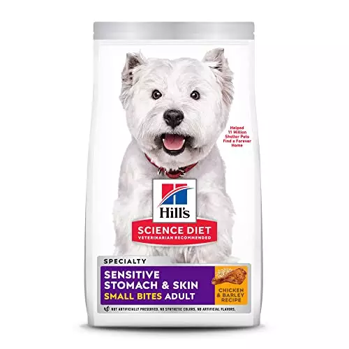 Hill’s Science Diet Adult Sensitive Stomach and Skin, Small Bites Dry Dog Food, Chicken & Barley Recipe, 4 lb. Bag