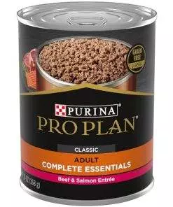 Purina Pro Plan High Protein, Grain Free Wet Dog Food, Beef and Salmon Entree – (12) 13 Oz. Cans
