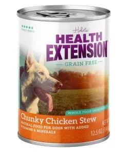 Health Extension Wet Dog Food Canned, Gluten & Grain-Free, Natural Food for All Puppies & Dogs with Added Vitamins & Mineral, Chucky Chicken Stew (12.5 Oz / 374 g) (Pack of 12)