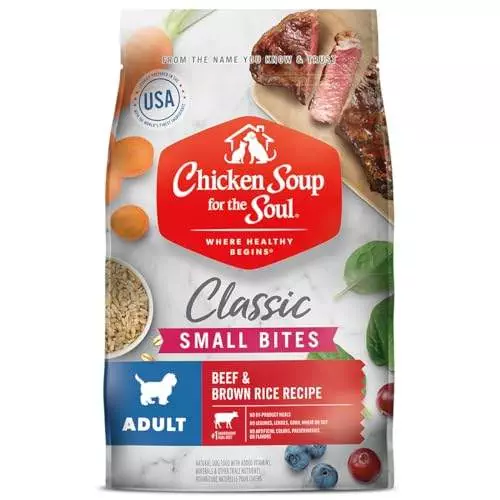 Chicken Soup for the Soul Pet Food – Small Bites Adult Dog – Beef & Brown Rice Recipe 4.5lb