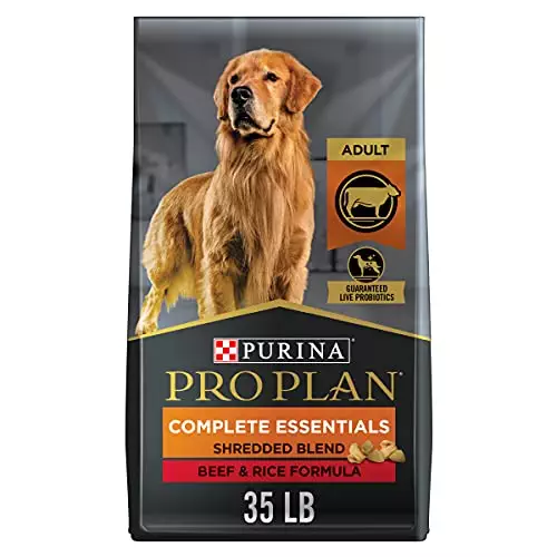 Purina Pro Plan High Protein Dog Food With Probiotics for Dogs, Shredded Blend Beef & Rice Formula – 35 lb. Bag