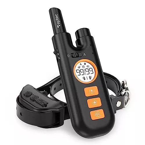 Teptec Most Innovative Auto Anti-bark & Remote Training 2-in-1 Bark Collar, Shock/Vibration/Beep 2600Ft Dog Training Collar with 99 Adjustable Intensity & Security Lock, Rechargeable & Waterproof