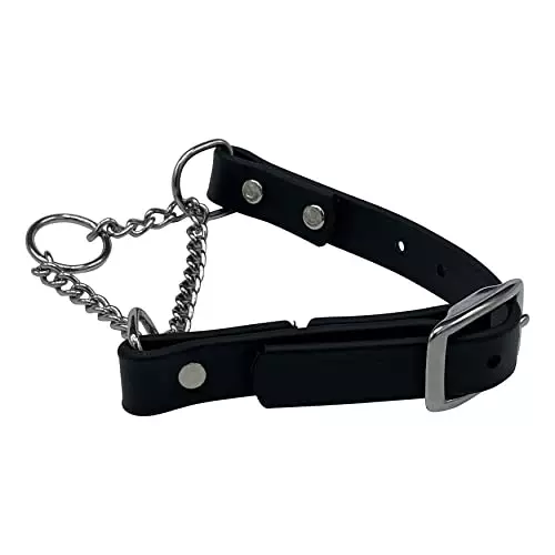 JIM HODGES DOG TRAINING Martingale Collar for Dogs, Biothane, Stainless Steel Hardware, No Pull, Made in The USA, Professional Grade, Medium, Black