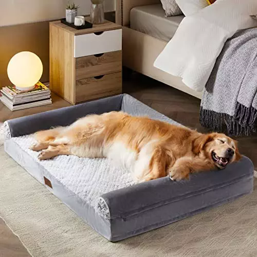 WNPETHOME Dog Beds for Large Dogs, Orthopedic Sofa Dog Bed Mat Pillow with Removable Waterproof Cover, Egg-Foam Dog Crate Bed for Medium Large Dogs