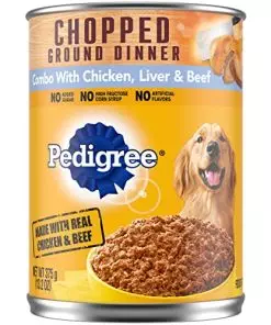 PEDIGREE CHOPPED GROUND DINNER Adult Canned Soft Wet Dog Food Combo with Chicken, Liver & Beef, 13.2 oz. Cans (Pack of 12)