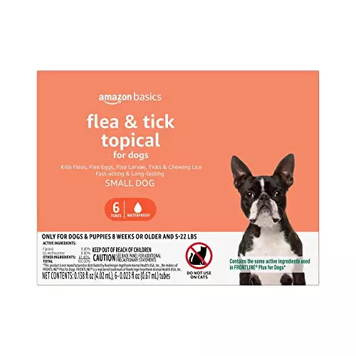 Amazon Basics Flea and Tick Topical Treatment for Small Dogs (5 -22 pounds), 6 Count (Previously Solimo)