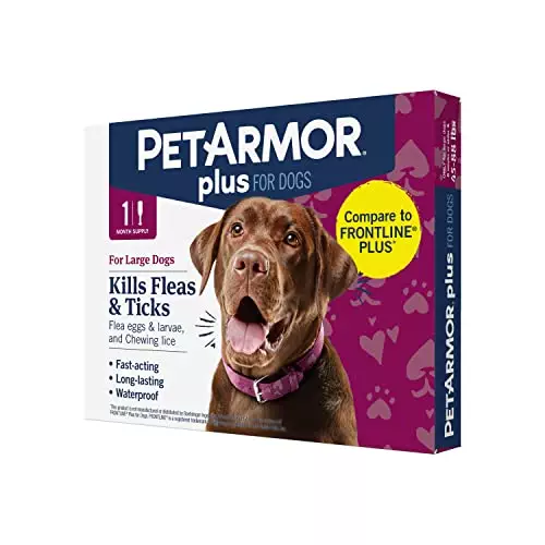 PetArmor Plus Flea and Tick Prevention for Large Dogs, Waterproof Topical, Fast Acting Treatment (45-88 lbs), 1 Dose, 1 Pack