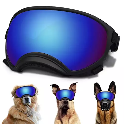 Large Dog Sunglasses with Adjustable Strap UV Protection, Winproof Dog Puppy Sunglasses, Suitable for Medium-Large Dog Pet Glasses, Dogs Eyes Protection(Colorful)