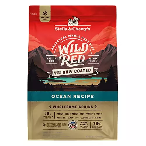 Stella & Chewy’s Wild Red Dry Dog Food Raw Coated High Protein Wholesome Grains Ocean Recipe, 21 lb. Bag