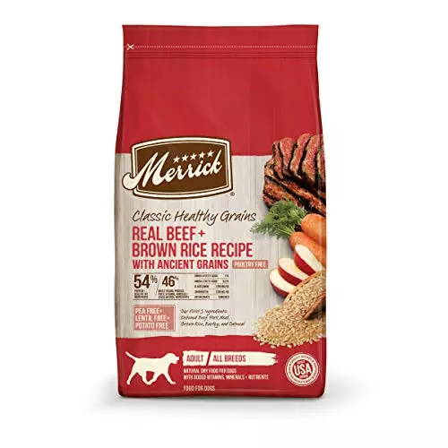 Merrick Classic Healthy Grains Dry Dog Food Real Beef + Brown Rice Recipe with Ancient Grains – 4 lb. Bag