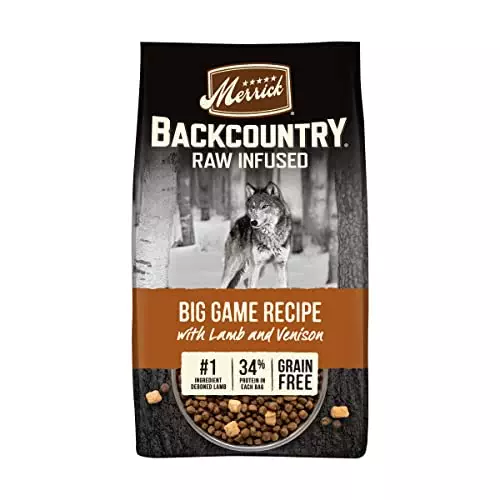 Merrick Backcountry Grain Free Dry Adult Dog Food, Kibble With Freeze Dried Raw Pieces, Big Game Recipe – 20.0 lb. Bag