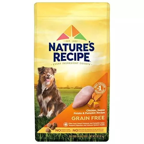 Nature′s Recipe Dry Dog Food, Grain Free Chicken, Sweet Potato & Pumpkin Recipe, 4 lb. Bag