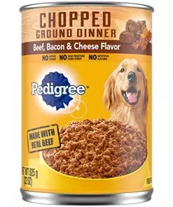 PEDIGREE CHOPPED GROUND DINNER Adult Canned Soft Wet Dog Food Beef, Bacon & Cheese Flavor, 22 oz. Cans (Pack of 12)