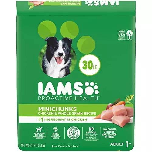 IAMS Adult Minichunks Small Kibble High Protein Dry Dog Food with Real Chicken, 30 lb. Bag,(Packaging may vary)