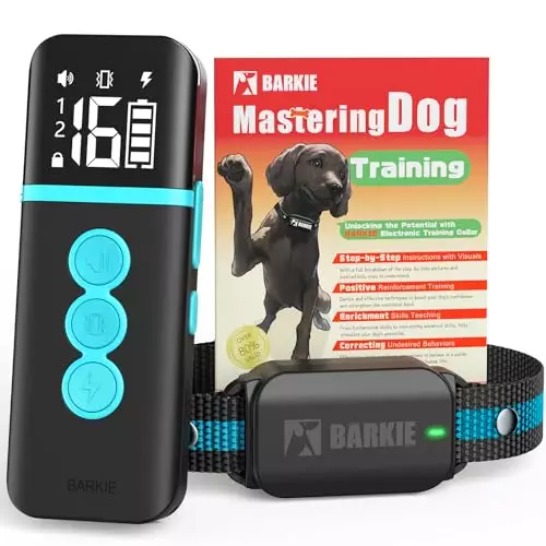 BARKIE Dog Training Collar with Dog Positive Reinforcement Training Booklet Waterproof Shock Collar with Remote for Small Medium Large Dogs (Blue)