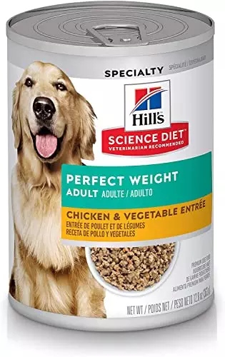 Hill’s Science Diet Wet Dog Food, Adult, Perfect Weight for Weight Management, Chicken & Vegetable Recipe, 12.8 oz. Cans, 12-Pack