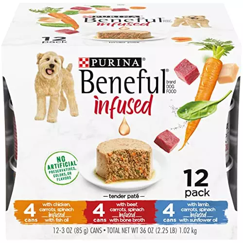 Purina Beneful Infused Pate Wet Dog Food Variety Pack, Pate With Real Lamb, Chicken or Beef Varieties – (12) 3 oz. Cans