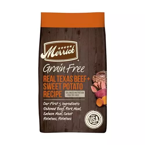 Merrick Premium Grain Free Dry Adult Dog Food, Wholesome And Natural Kibble, Real Texas Beef And Sweet Potato – 22.0 lb. Bag