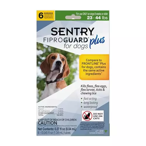 SENTRY PET CARE SENTRY Fiproguard Plus for Dogs, Flea and Tick Prevention for Dogs (23-44 Pounds), Includes 6 Month Supply of Topical Flea Treatments