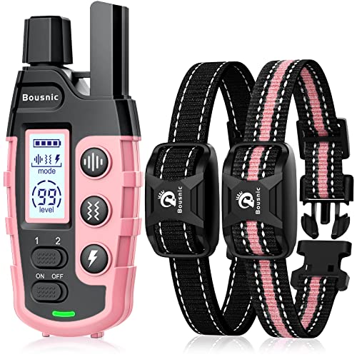 Bousnic Dog Shock Collar 2 Dogs (5-120Lbs) – 3300 ft Waterproof Training Collar for Dogs Large Medium Small with Rechargeable Remote, Beep (1-8) Vibration (1-16) and Humane Shock (1-99) Modes