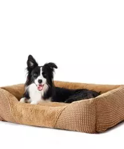 MIXJOY Dog Beds for Large Dogs, Large Dog Bed Washable, Big Dog Bed Durable, Orthopedic Calming Pet Beds, Soft Sleeping Puppy Sofa Bed with Anti-Slip Bottom (35x25in, Brown)