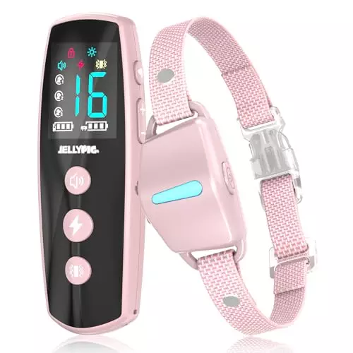 JELLYPIG Dog Shock Collar with Remote – 2600FT Dog Training Collar for Large Medium Small Dogs (8-120lbs) – IPX7 Waterproof, Rechargeable E Collar with Beep, Vibration, Shock, and Light Modes (Pink)