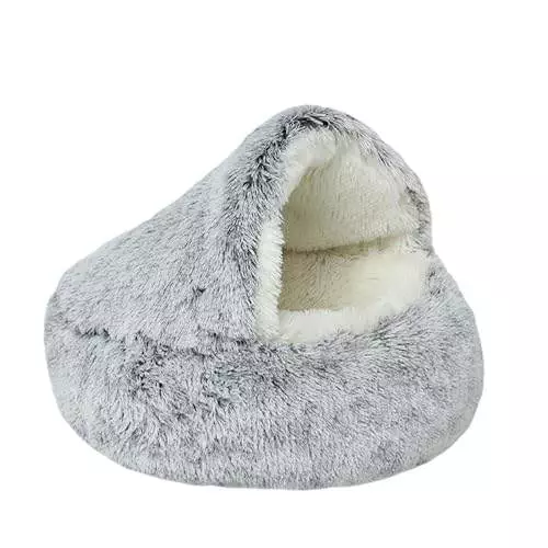 Olvys Cozy Cocoon Dog Bed, Cozy Cocoon Pet Bed for Dogs, Winter Pet Plush Bed (26in, Gray)