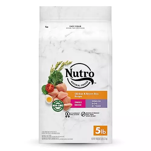 NUTRO NATURAL CHOICE Small Breed Senior Dry Dog Food, Chicken & Brown Rice Recipe Dog Kibble, 5 lb. Bag