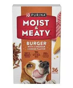 Purina Moist and Meaty Burger With Cheddar Cheese Flavor Dry Soft Dog Food Pouches – 36 ct. Pouch