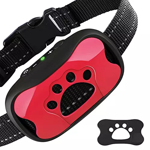 AOZOOM Bark Collar Small Dogs, Rechargeable Bark Collar Large Dogs with 7 Adjust Levels, No Shock Dog Barking Collar Medium Dogs with Vibration & Beep Modes – Pink