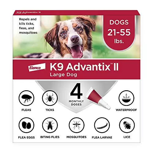 K9 Advantix II Large Dog Vet-Recommended Flea, Tick & Mosquito Treatment & Prevention | Dogs 21 – 55 lbs. | 4-Mo Supply