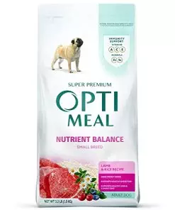 OPtimeal Small Breed Dog Food – Proudly Ukrainian – Nutrient Balance Dry Small Dog Food High-Protein to Support Healthy Digestion and Joint Health (3.3lbs, Lamb & Rice)