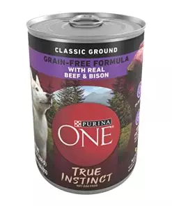 Purina ONE Wet Dog Food True Instinct Classic Ground Grain-Free Formula With Real Beef and Bison High Protein Dog Food – (12) 13 oz. Cans